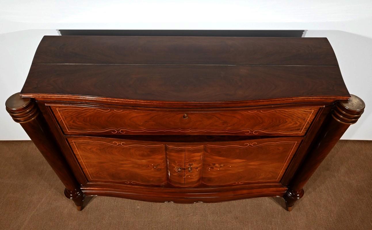 Marquetry Precious Wood Bar Buffet attributed to J.Leleu, Art Deco – 1940 For Sale