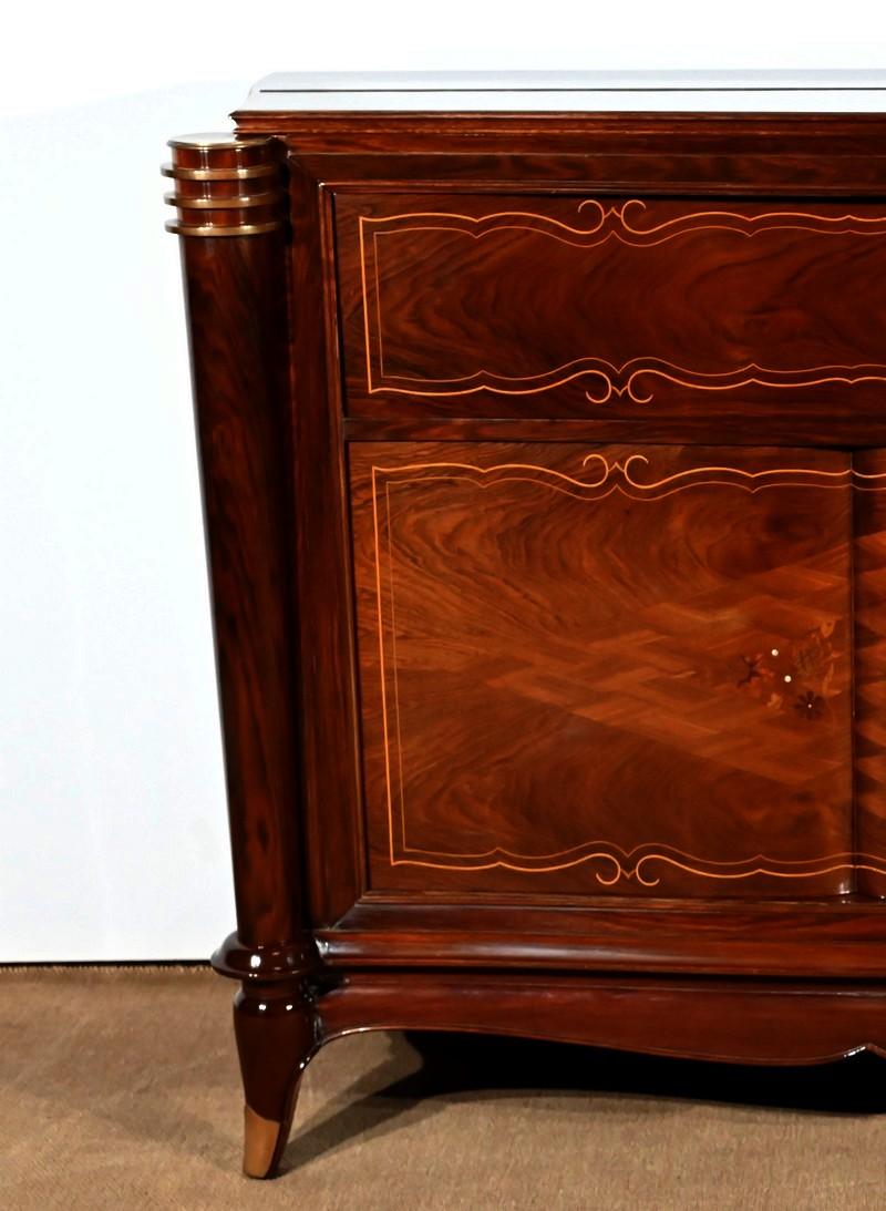 Precious Wood Bar Buffet attributed to J.Leleu, Art Deco – 1940 In Good Condition For Sale In HÉRIC, FR