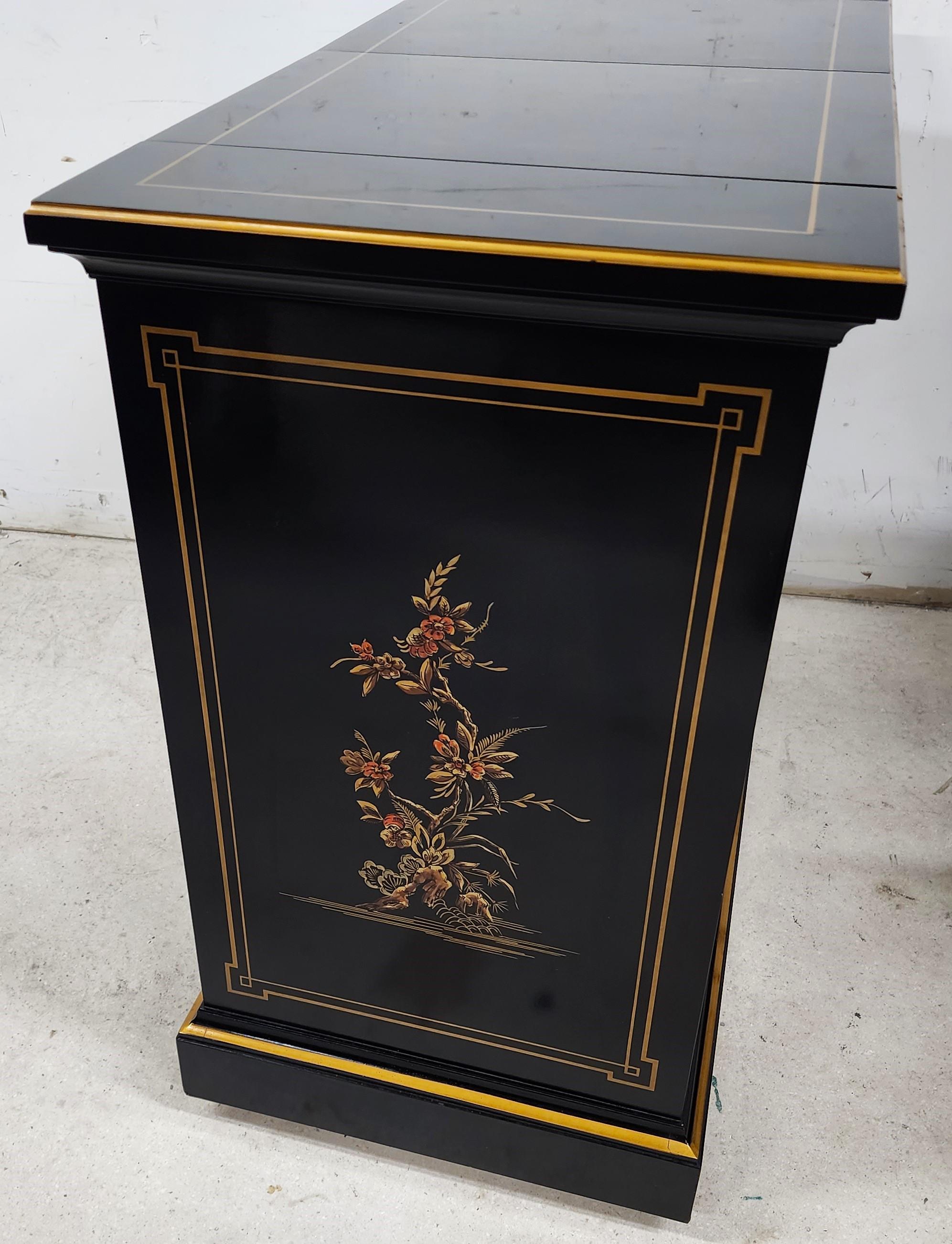 Buffet Bar Server Black Lacquer Asian Chinoiserie by Drexel 3