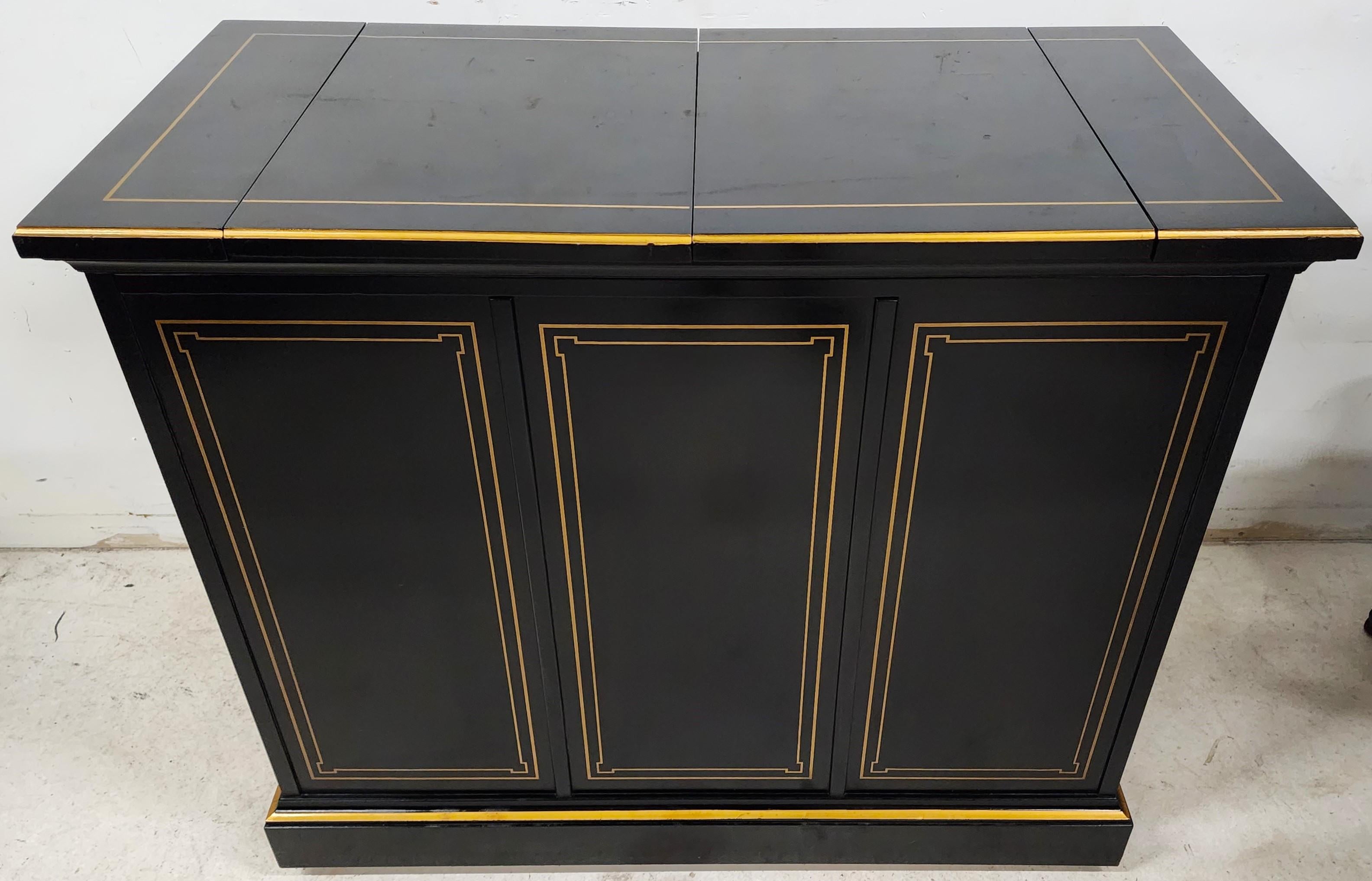 Buffet Bar Server Black Lacquer Asian Chinoiserie by Drexel 4