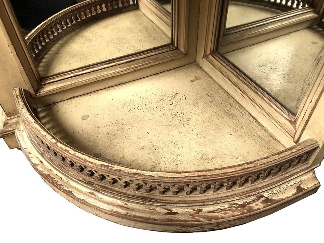 Buffet bas en demi-lune de style Louis XVI en bois laqué gris, plateau de marbre For Sale 2