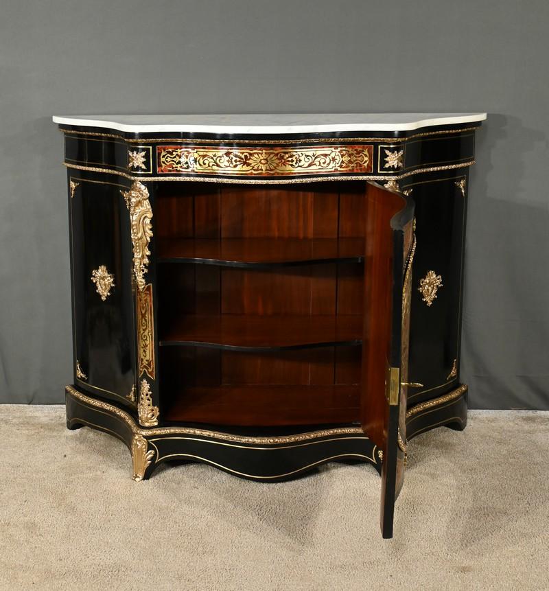 Aparador Boulle de madera de peral ennegrecida, época de Napoleón III - Mediados del siglo XIX en Excelente estado para la venta en HÉRIC, FR