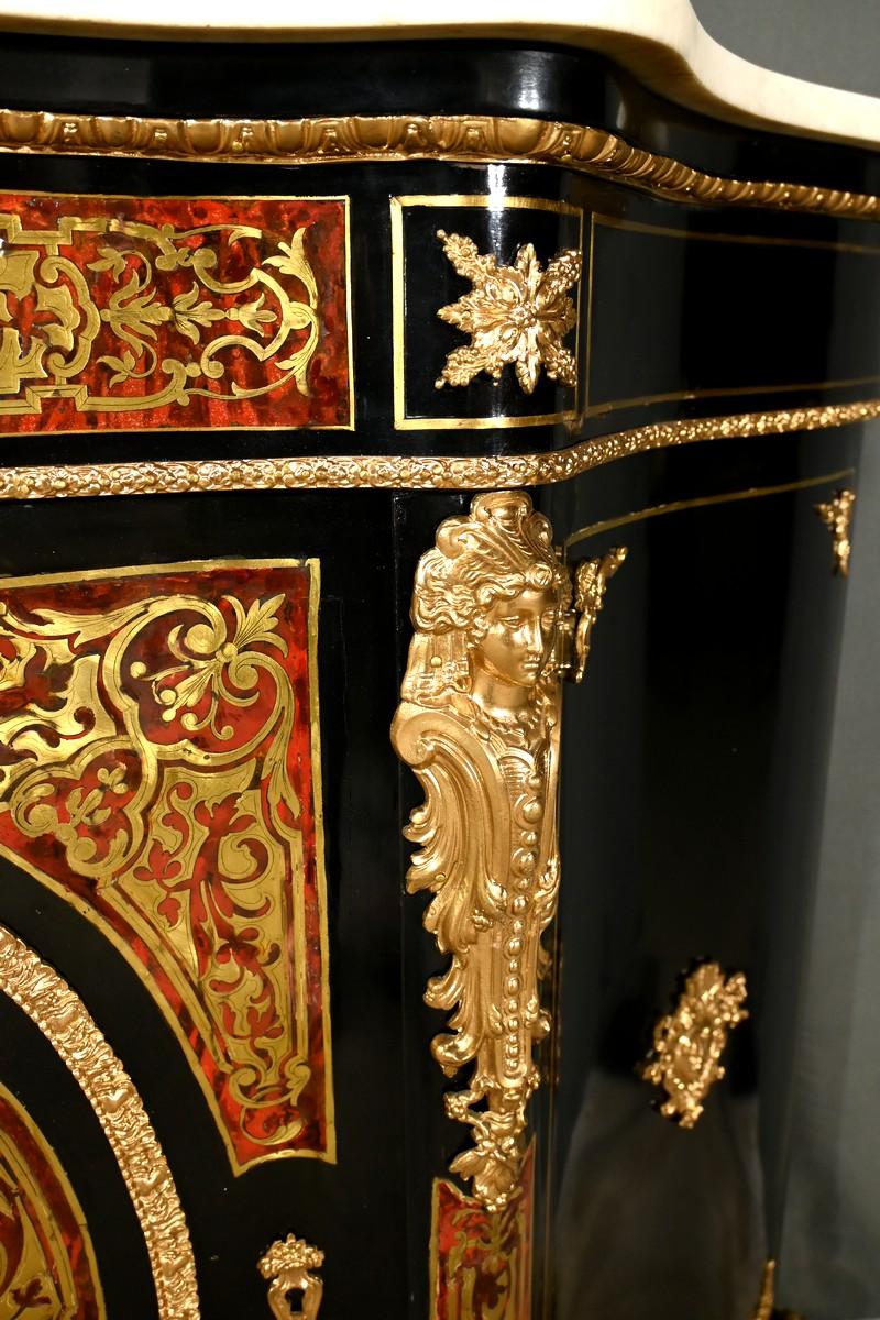 Aparador Boulle de madera de peral ennegrecida, época de Napoleón III - Mediados del siglo XIX en venta 3
