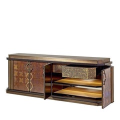 Buffet Bronze Leaf Glass Drawers Decoreted Tiny Mosaic Gold Mosaic Dec on Doors