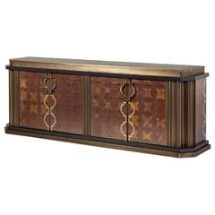 Buffet Bronze Leaf Glass Drawers Decoreted Tiny Mosaic Gold Mosaic Dec on Doors