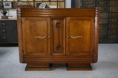 Buffet brutaliste Art déco en chêne massif de Charles Dudouyt 1950's