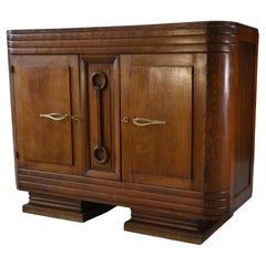 Buffet brutaliste Art déco en chêne massif de Charles Dudouyt 1950's