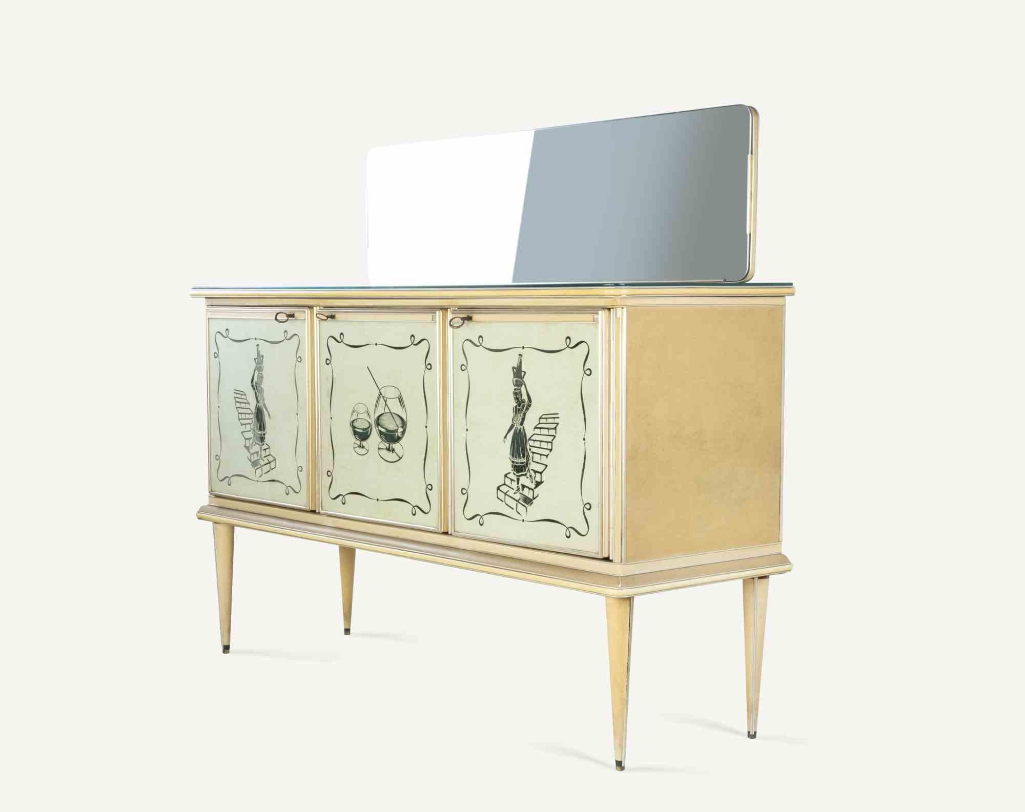 Buffet by Umberto Mascagni with Embedded Mirror,  Italy, 1950s In Good Condition For Sale In Roma, IT