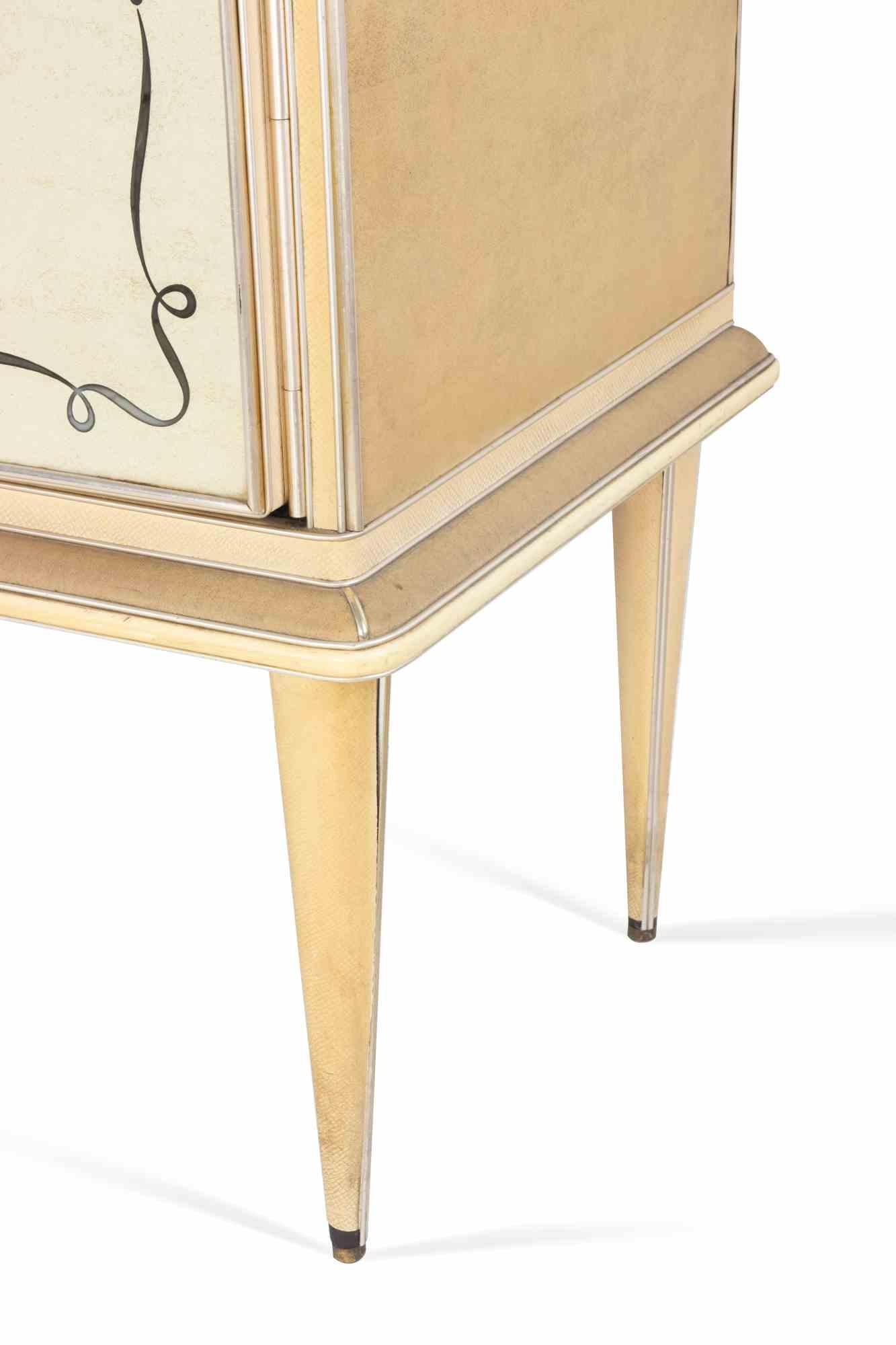 Wood Buffet by Umberto Mascagni with Embedded Mirror,  Italy, 1950s For Sale