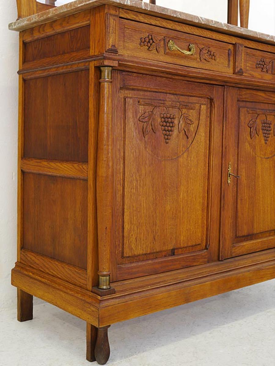 Art Deco Buffet Cabinet Kitchen Cabinet Antique, 1920s Made of Solid Oak