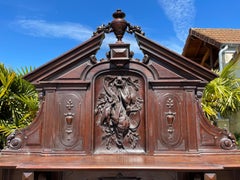19th Century, Renaissance Style Oak Hunting Buffet Richly Carved