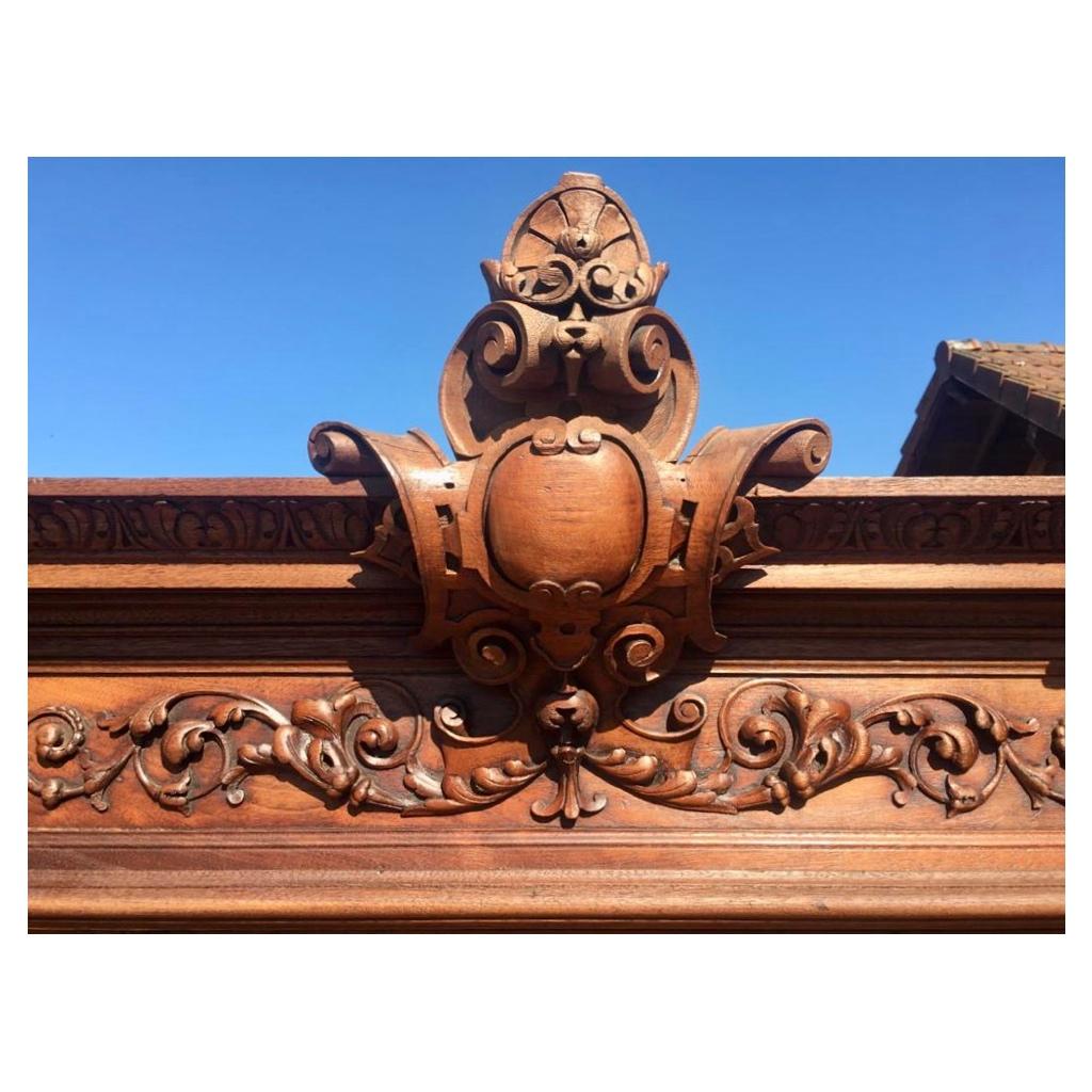 Renaissance 19th Century, Carved Walnut Hunting Buffet For Sale