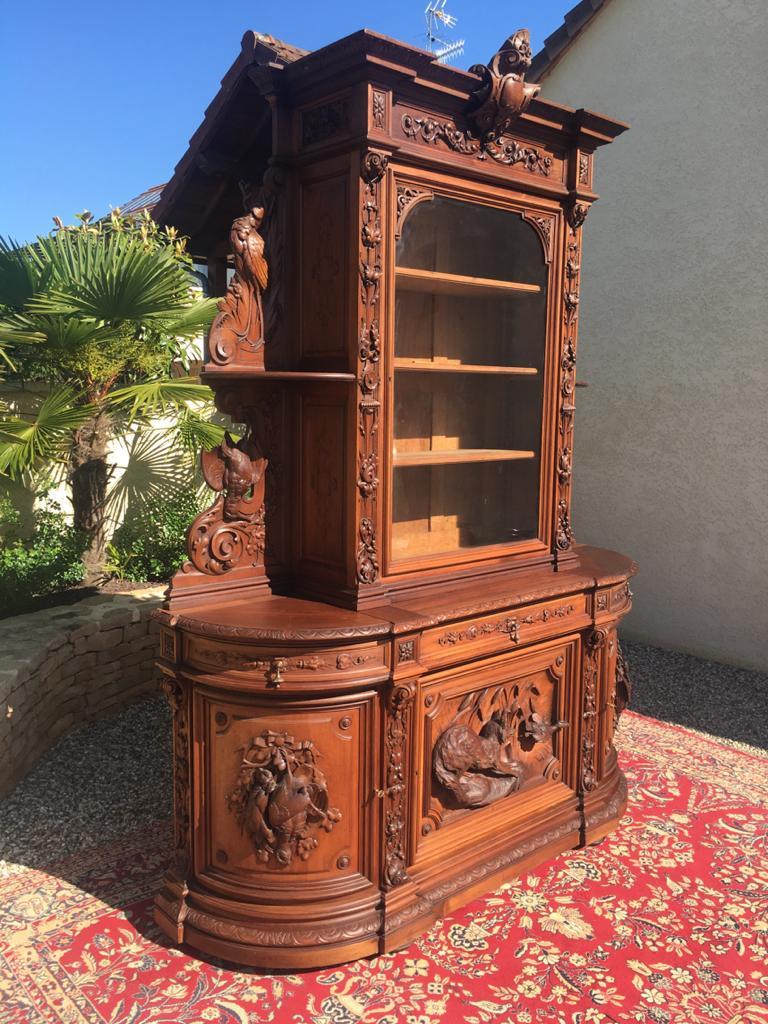 19th Century, Carved Walnut Hunting Buffet For Sale 1