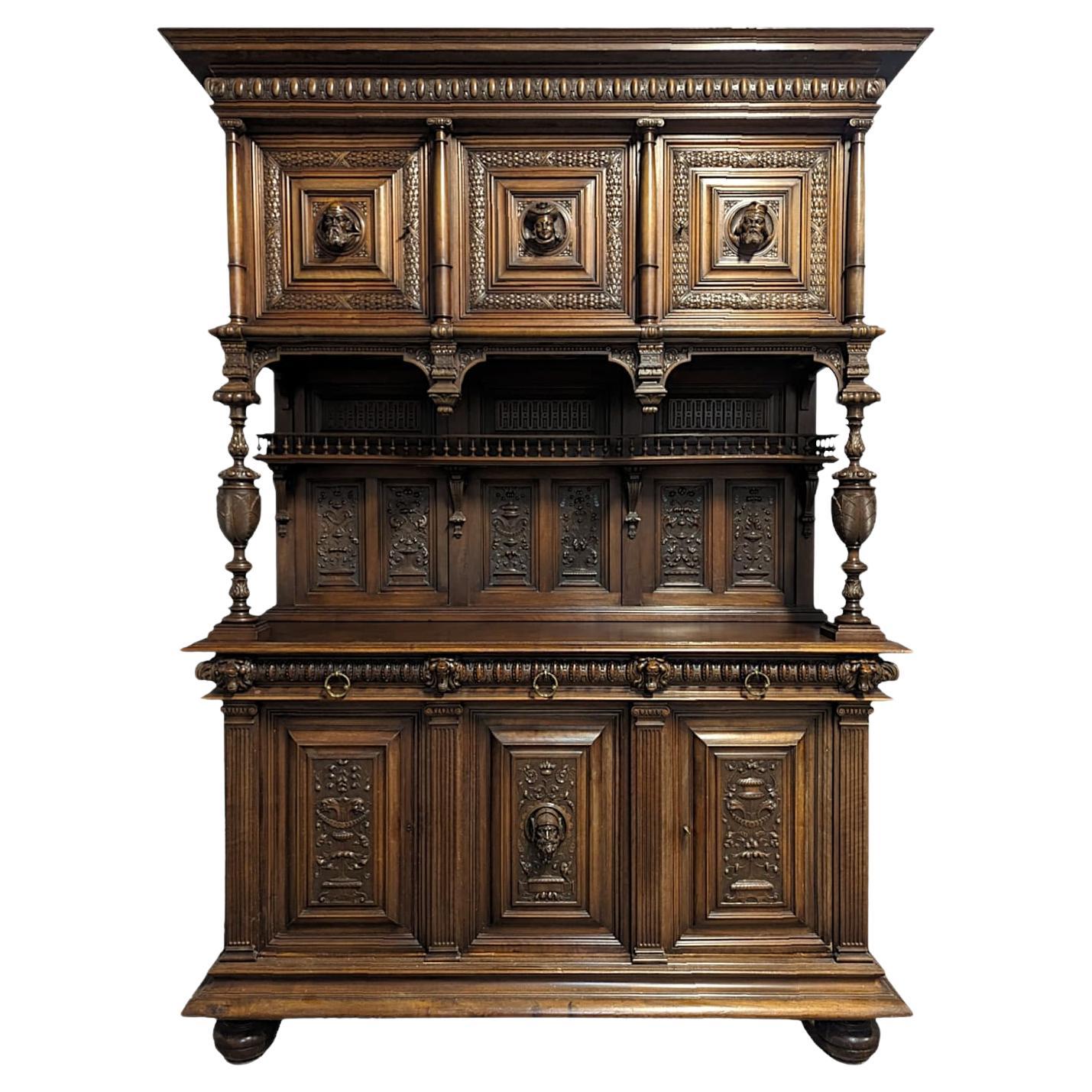 French 19th Century Renaissance  Style Walnut Buffet  For Sale