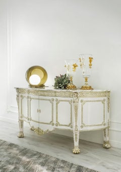 Buffet Empire Style Bronzed Decorations Solid Lime Wood Hand Made Marble Top