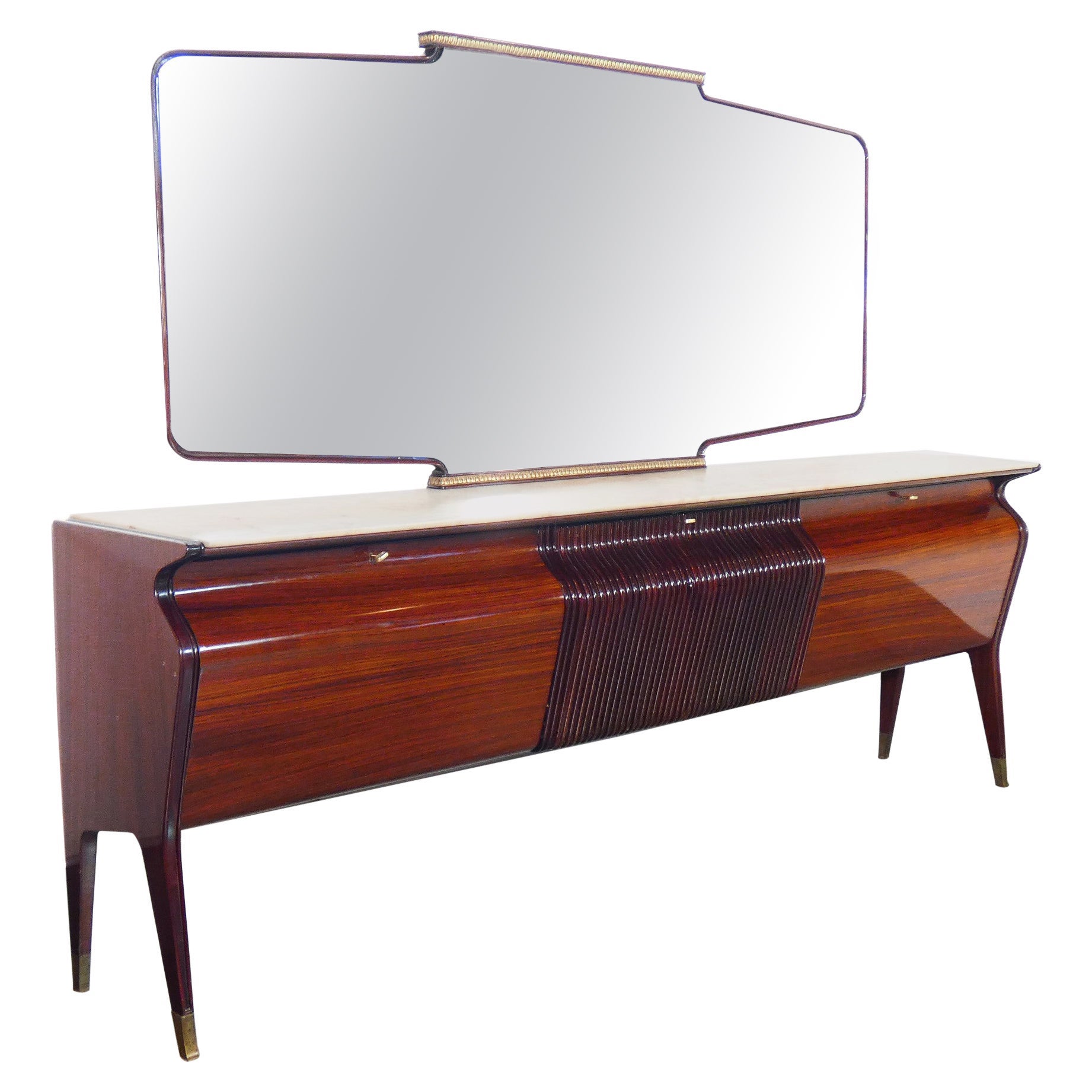 Buffet enfilade with mirror, design attributed to Osvaldo BORSANI. Italy, 1950s For Sale