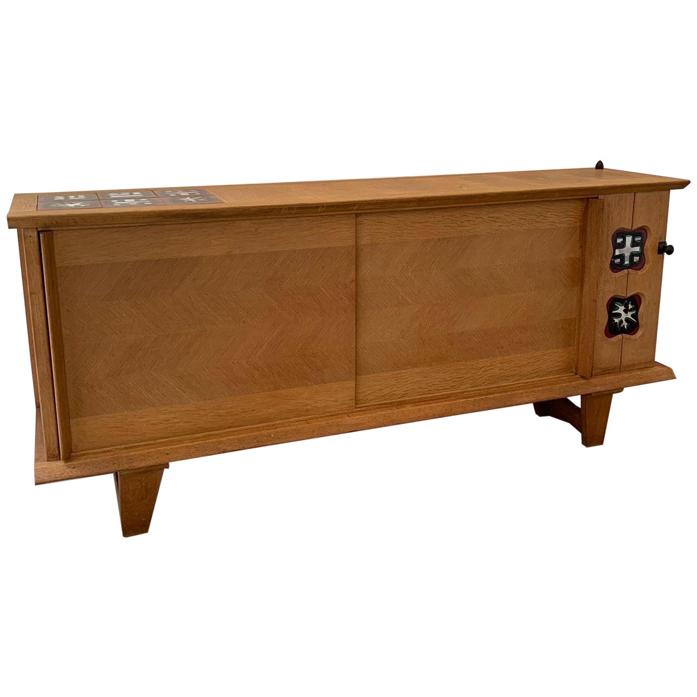 Buffet Guillerme et Chambron in oak and ceramic