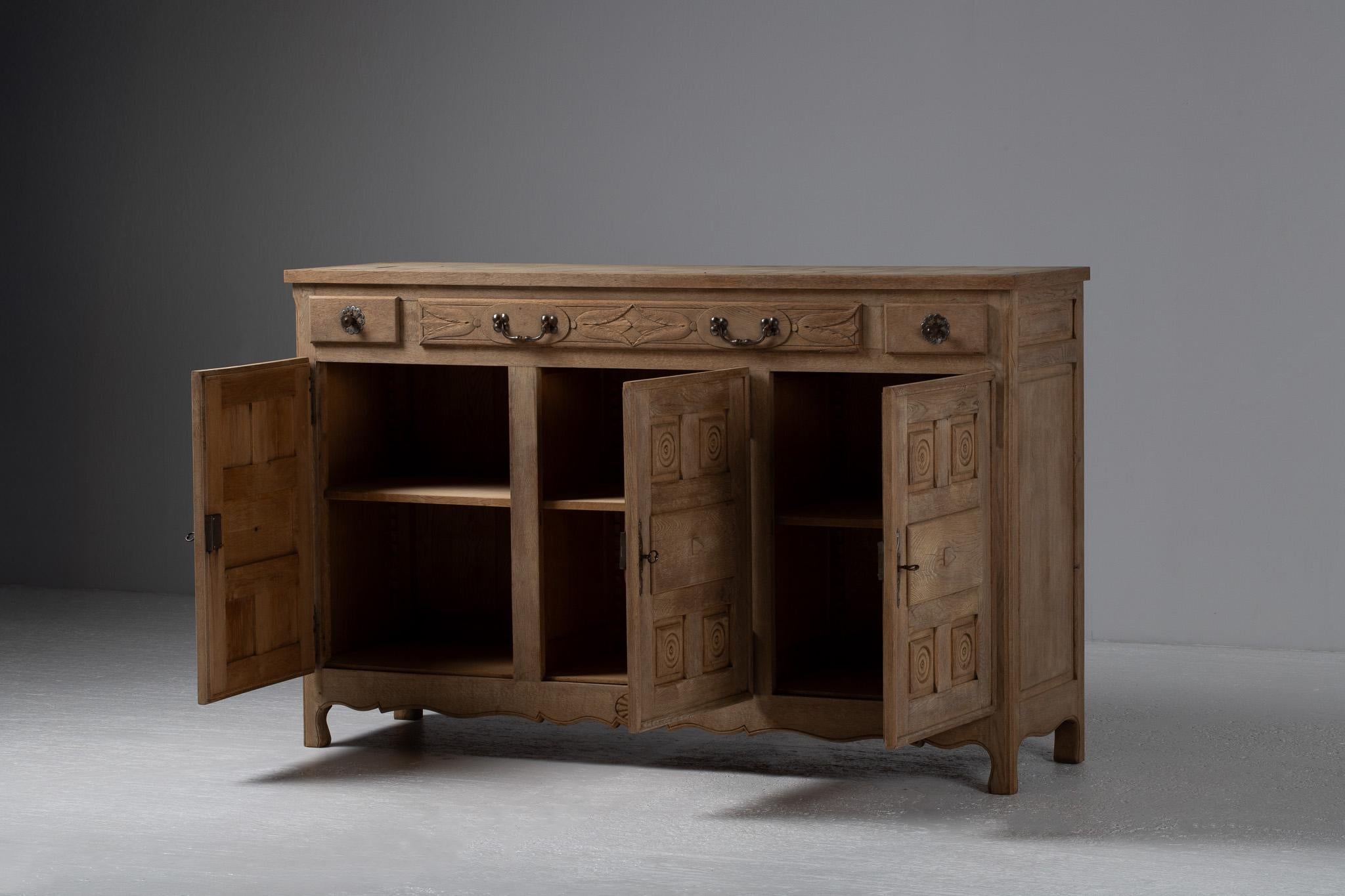 Hand-Carved Buffet in Carved Oak, France, Early 20th Century For Sale