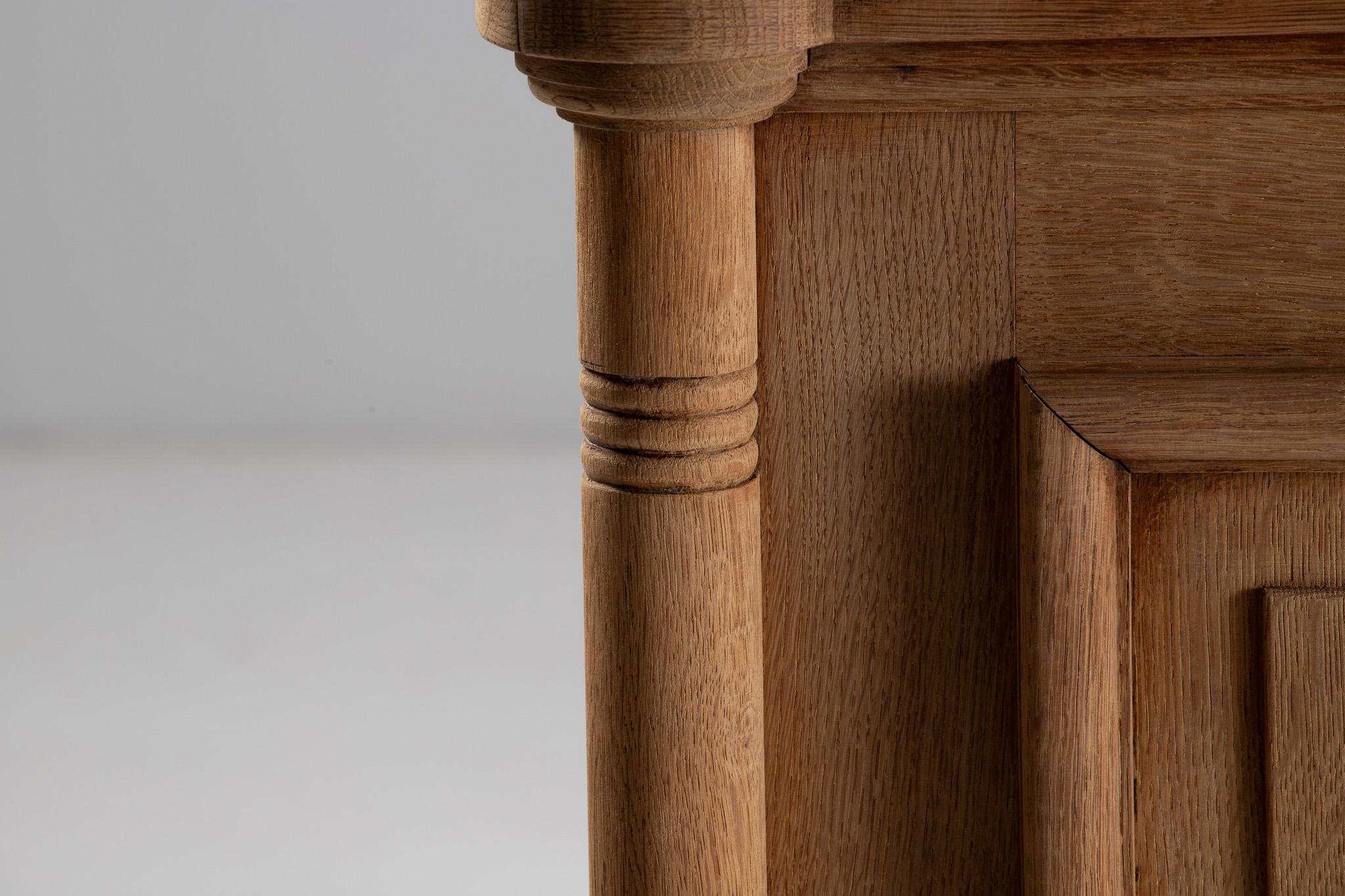Buffet in Carved Oak with Geometric Panels, France, 1950s For Sale 1