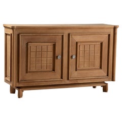 Buffet in Carved Oak with Geometric Panels, France, 1950s
