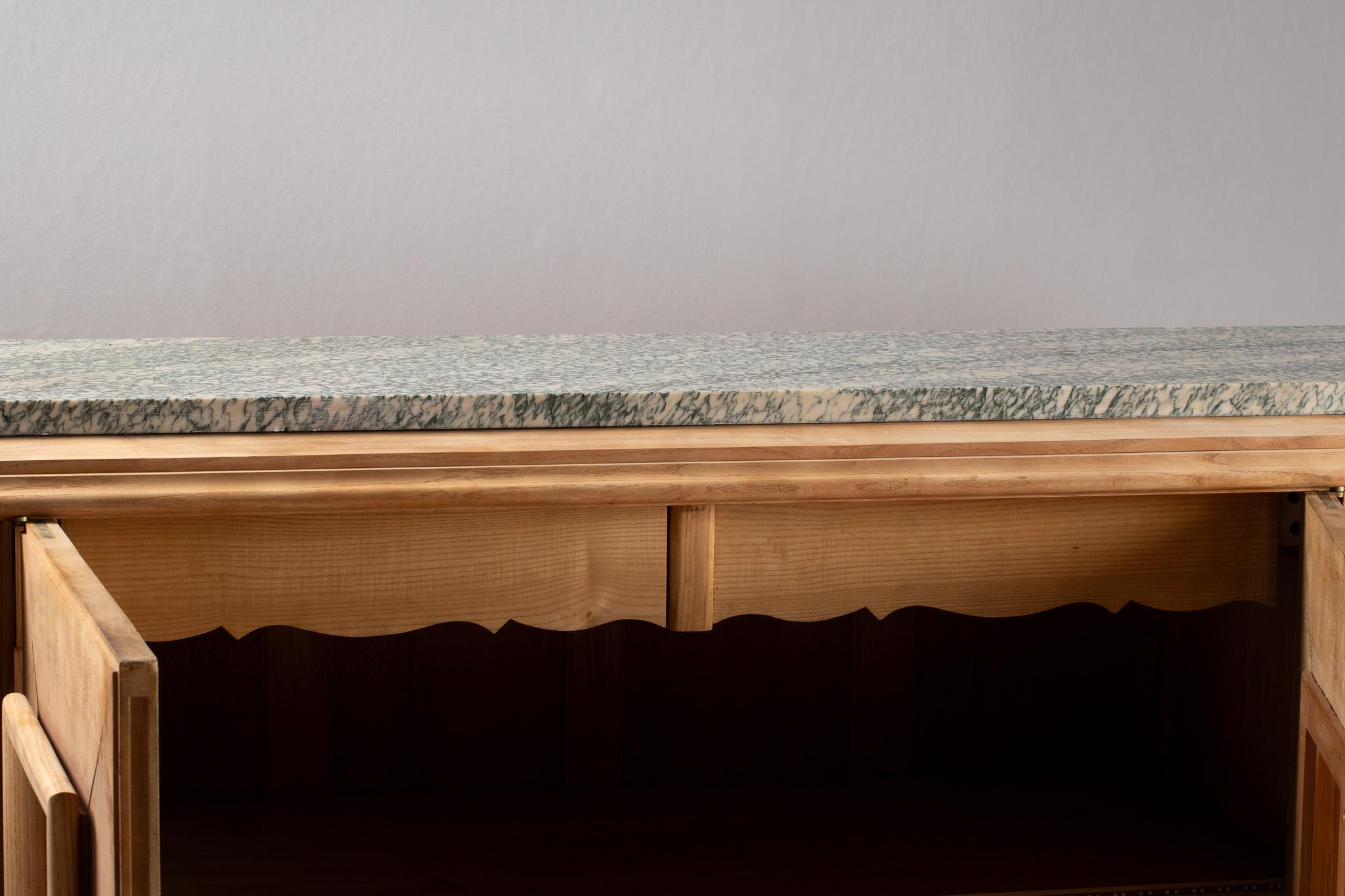 Buffet in Carved Oak with Marble Top, France, 1950s im Angebot 4