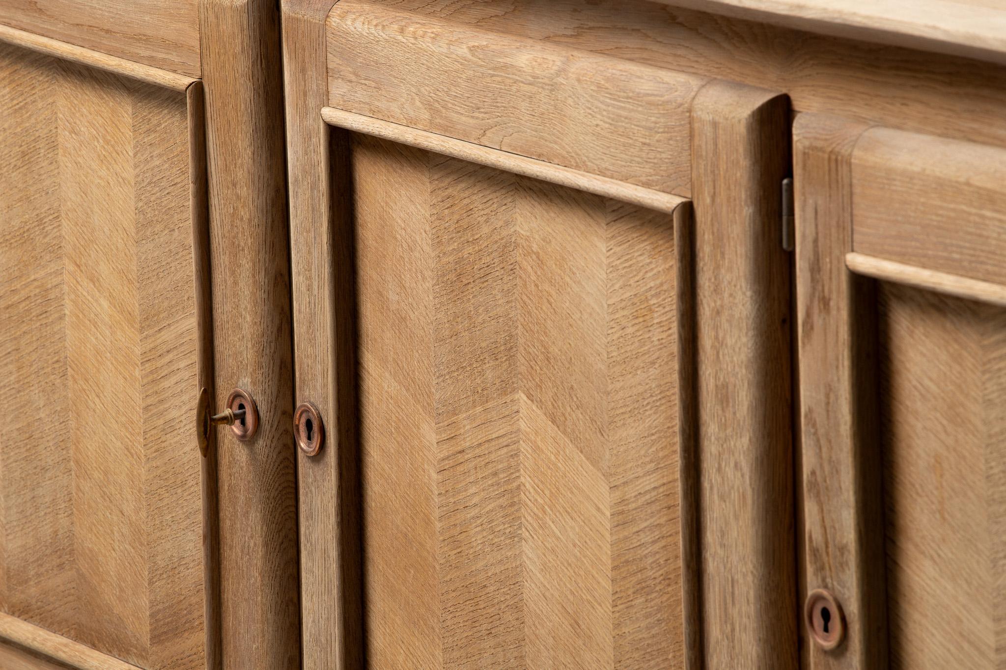 Buffet in Chevron-Parqueted Oak, France, 1950s For Sale 3
