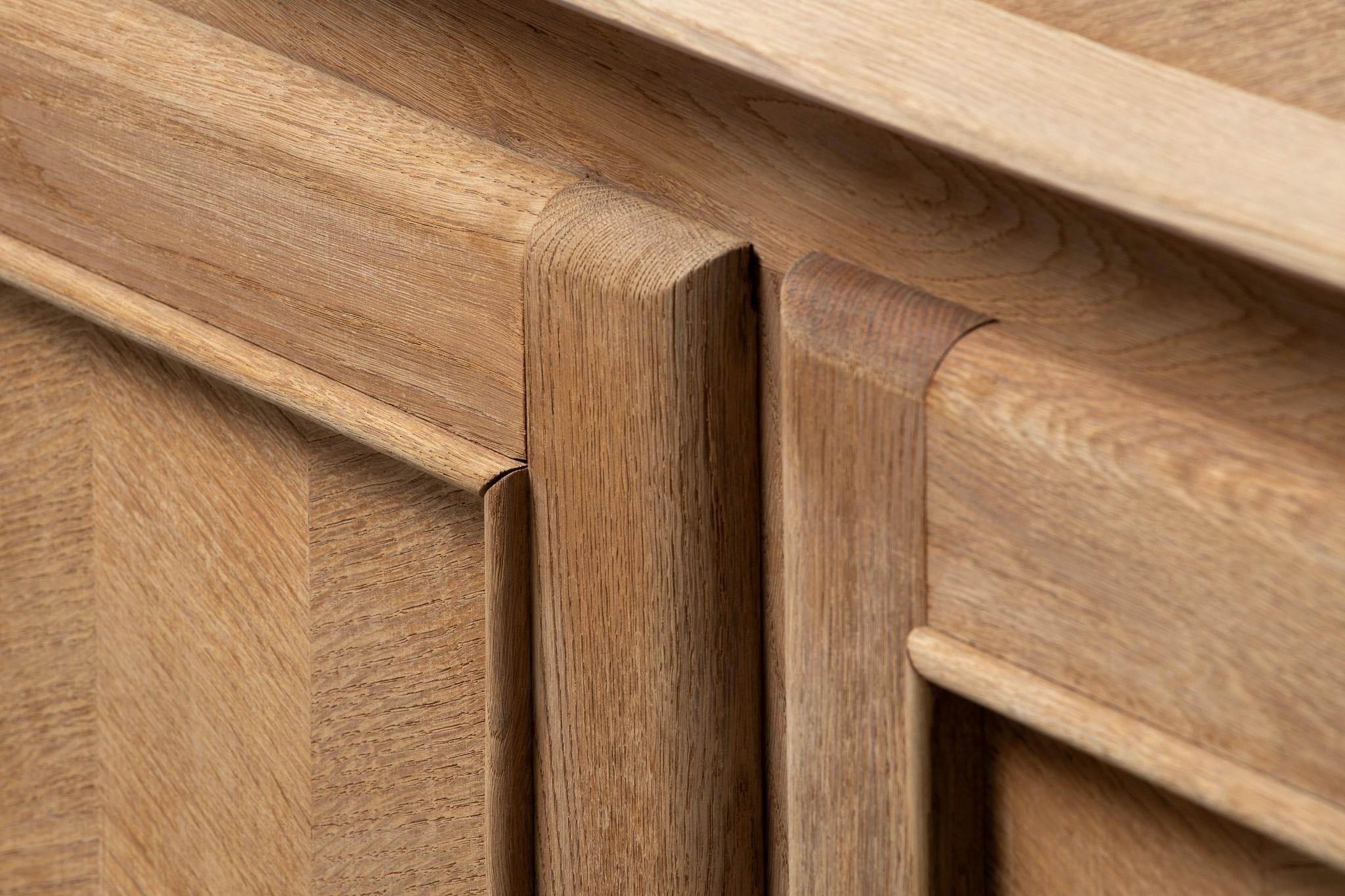 Mid-Century Modern Buffet in Chevron-Parqueted Oak, France, 1950s For Sale