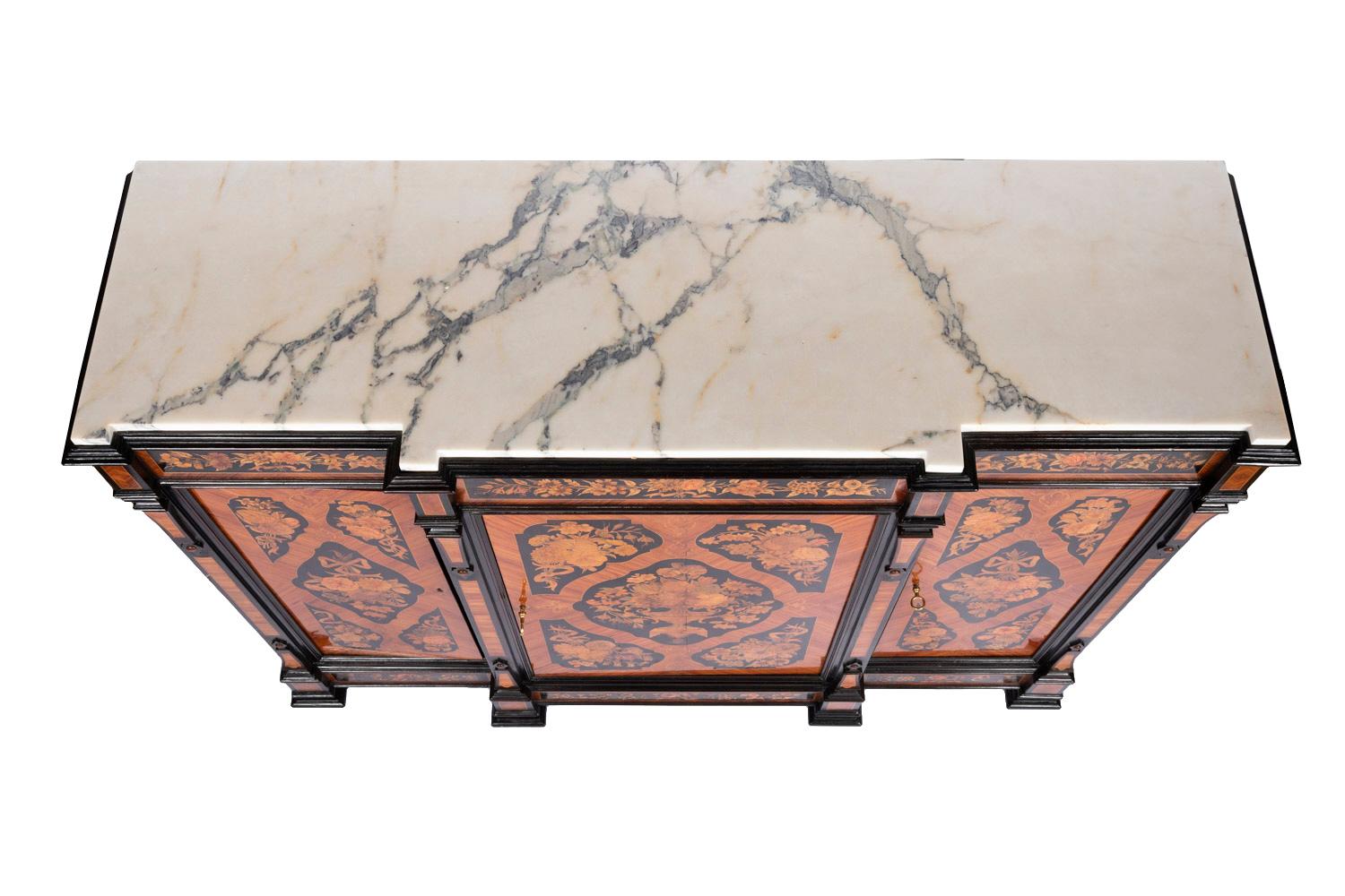 Buffet in Flower Marquetry and Marble Top, circa 1900 3