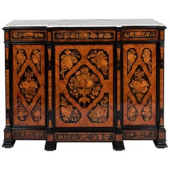 Antique Buffet in Flower Marquetry and Marble Top, circa 1900