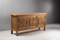 Buffet in Geometric Carved Oak, France, 1970s