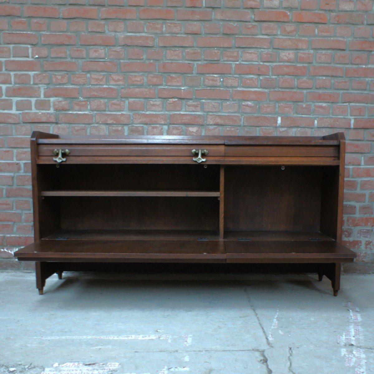 Wood Buffet in Solid Oak, Guillerme and Chambron For Sale
