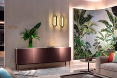 Buffet Made Solid Wood and Ash Grey Veneered Panels Top Calacatta Gold Marble