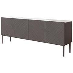 Buffet Made Solid Wood e pannelli impiallacciati grigio cenere con piano in marmo oro Calacatta