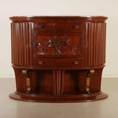 Buffet Marble-Top Solid Wood Walnut Veneer Vintage Manufactured in Italy 1950s