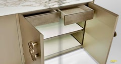 Buffet Matt Ash Grey Finish Top Calacatta Gold Matt Laquer Interiors Pulls Champ