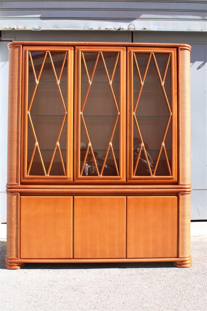 Vetrina buffet in Wood Wood e Rattan Produzioni Roberti 1970 Made in Italy in vendita 3