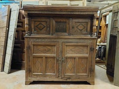 Buffet sideboard credenzas in carved and bent larch, rustic, Italy's mountains