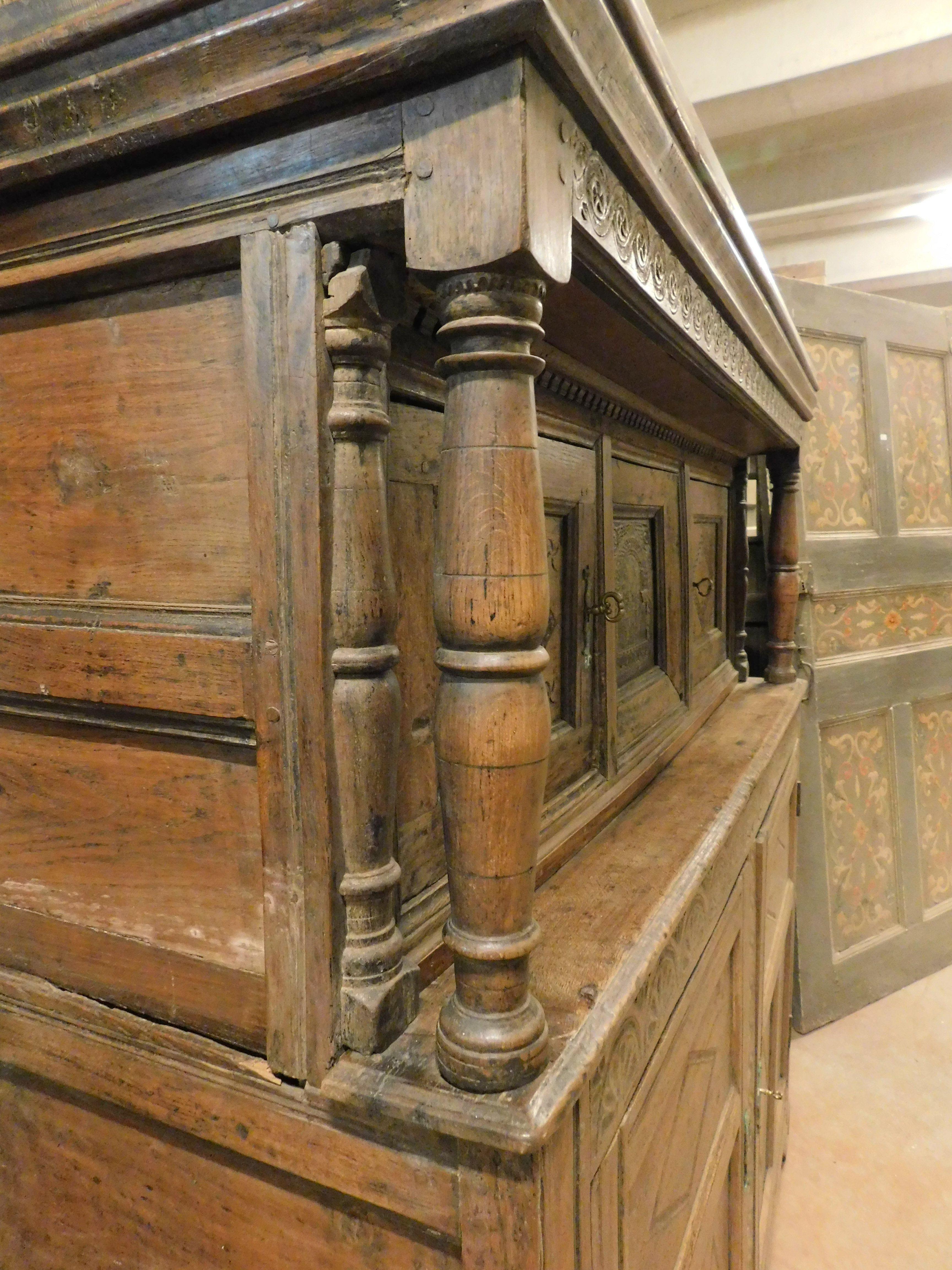 Buffet sideboard credenzas in carved and bent larch, rustic, Italy's mountains For Sale 1