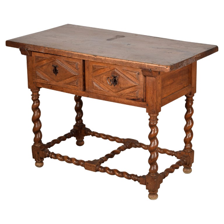 Buffet Table, Walnut Wood, Wrought Iron, Spain, 17th Century For Sale