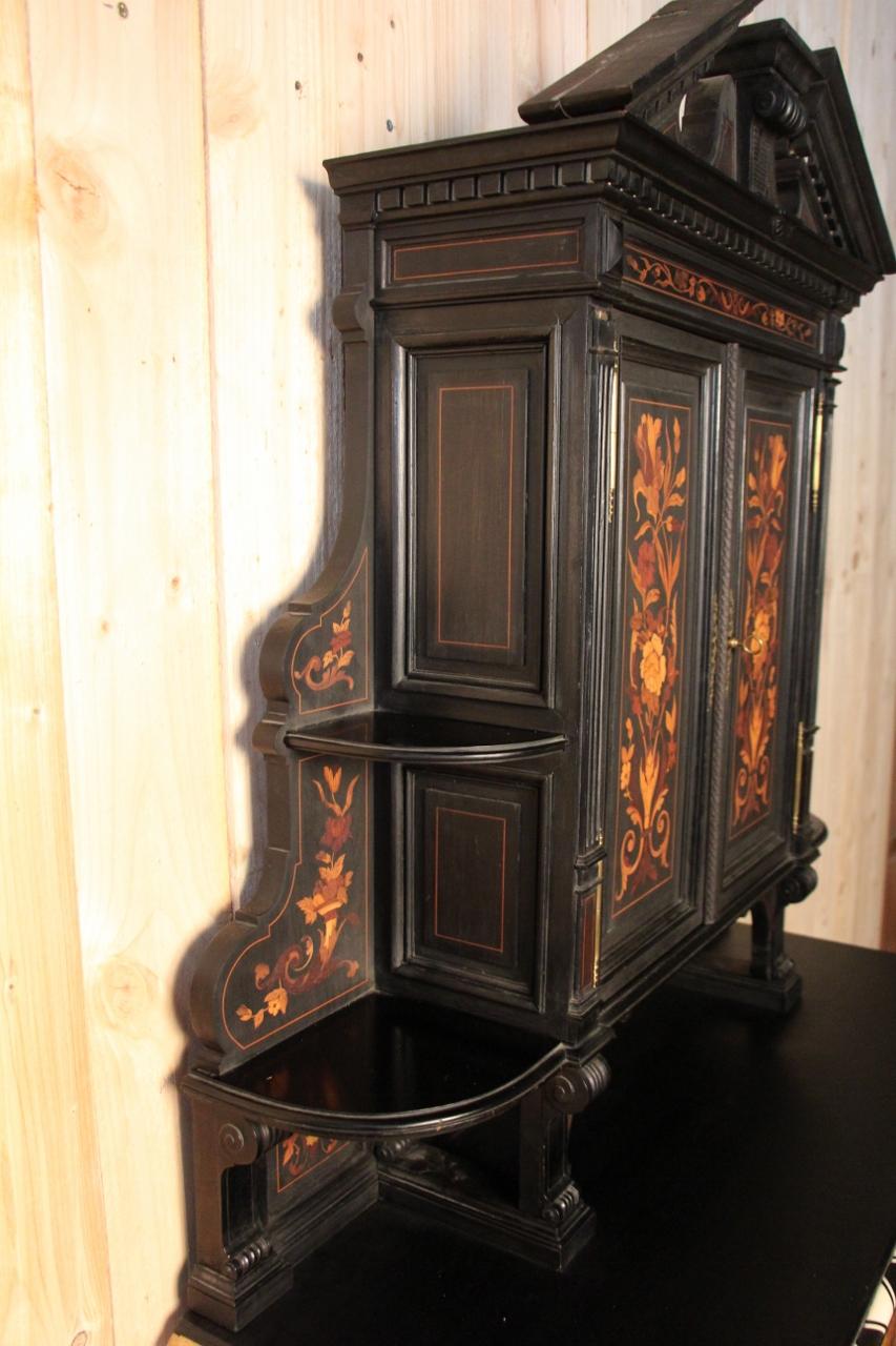 Wood Buffet Two Corps Napoleon III in Marquetry Attributed to Charles Hunsinger For Sale