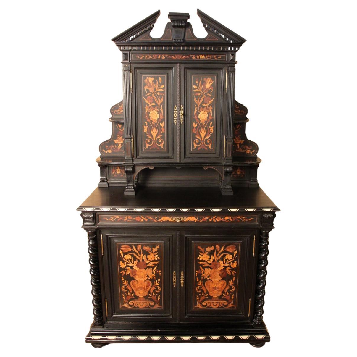 Buffet Two Corps Napoleon III in Marquetry Attributed to Charles Hunsinger For Sale