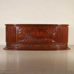 Buffet Walnut Veneer Brier Veneer Marble-Top Vintage Manufactured in Italy 1950s