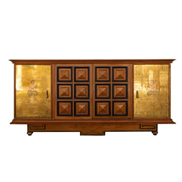 Mexican Cabinet with Nacar Shell Inlays, the Base and the Columns are ...