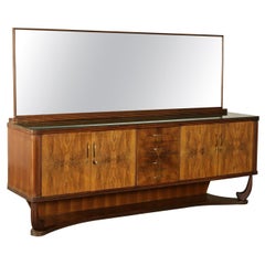 Buffet with Mirror Burl Veneer Vintage, Italy, 1940s-1950s