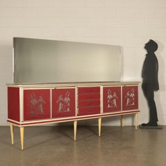 Buffet, Wood Aluminu and Mirror, Italy 1950s-1960s U. Mascagni