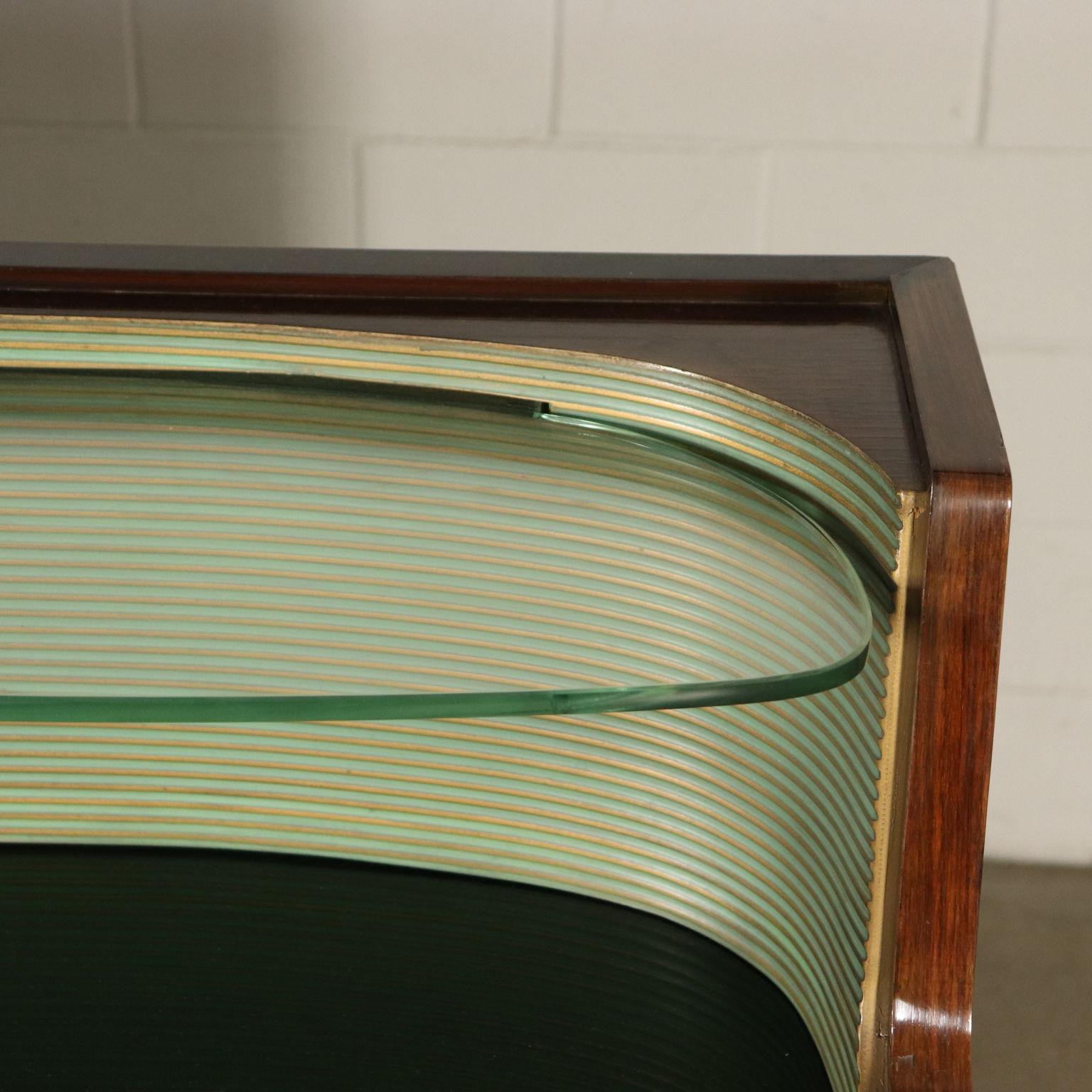 Buffet Wood Veneer Glass Top Vintage, Italy, 1950s In Good Condition In Milano, IT