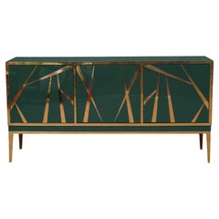 Buffets Dark Green Sideboards Murano Glass and Brass Made in Italy Available