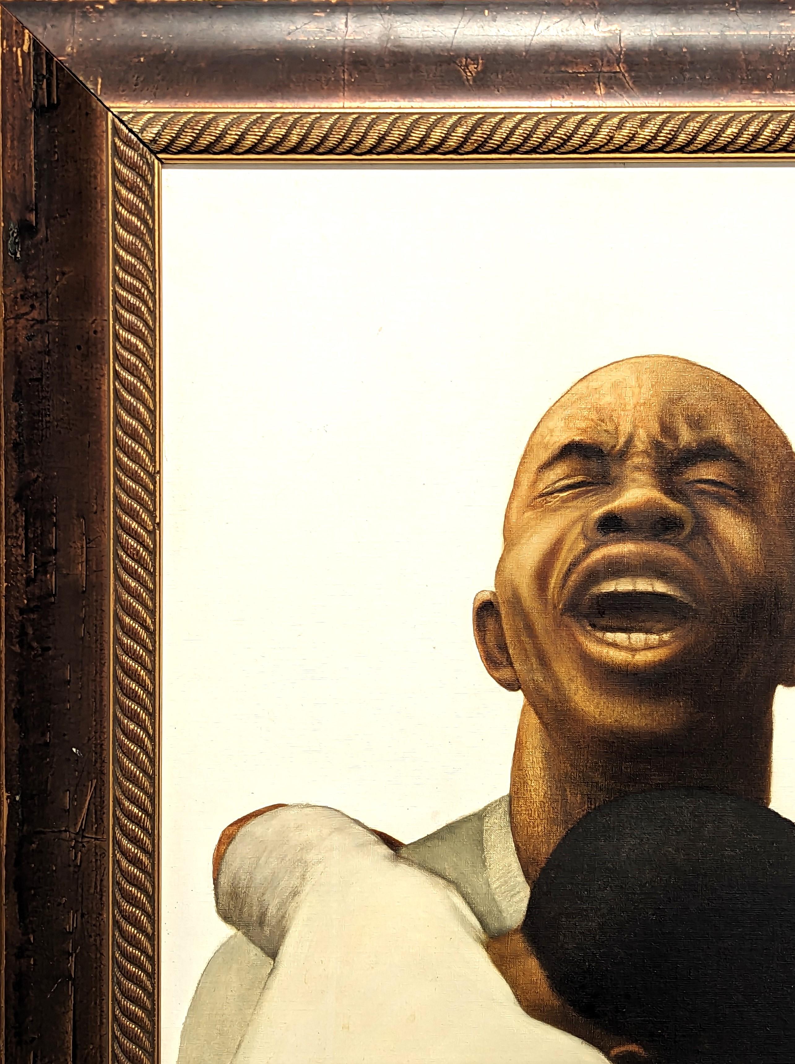 God Save the Children Frühes figuratives Porträt eines verzweifelten schwarzen Mannes (Naturalismus), Painting, von Buford Evans