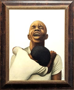 “God Save the Children” Early Figurative Portrait of an Anguished Black Man