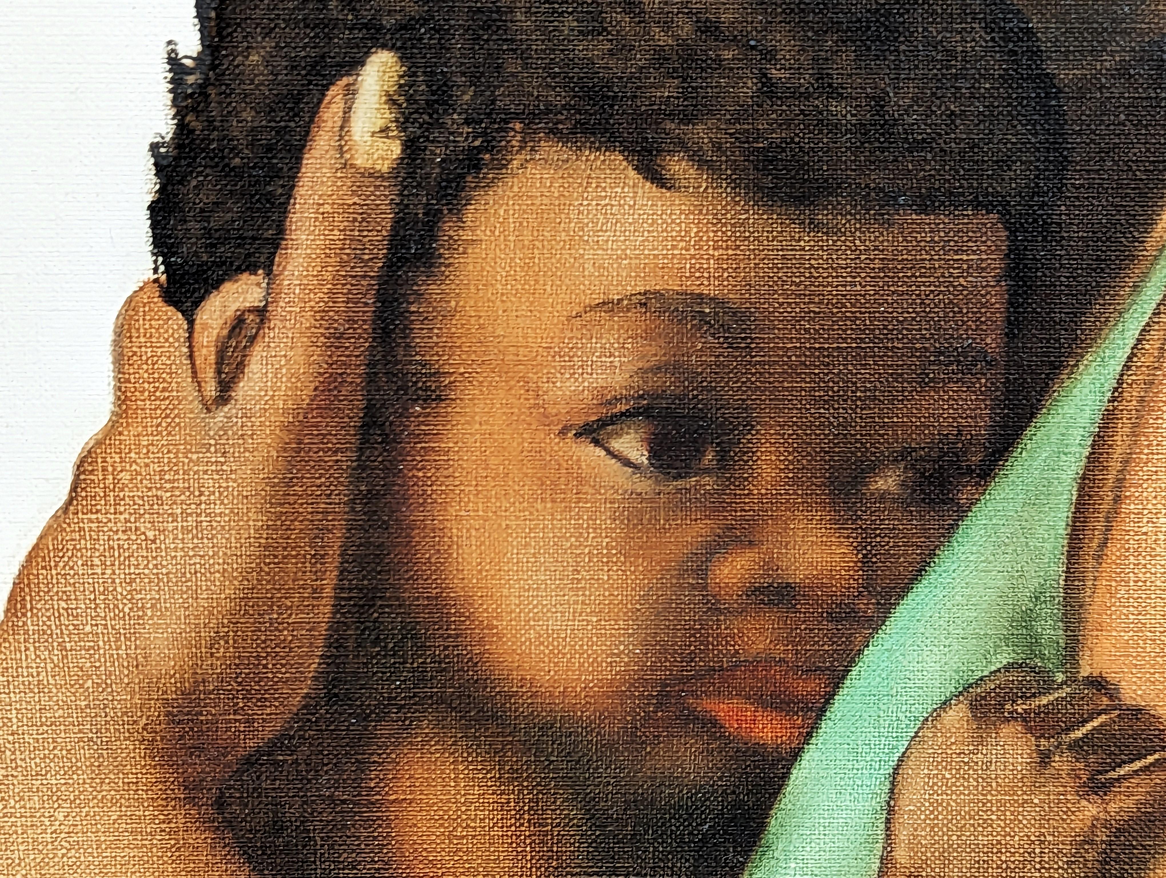 Mère et enfant, portrait figuratif ancien d'une femme noire et d'un enfant en vente 4